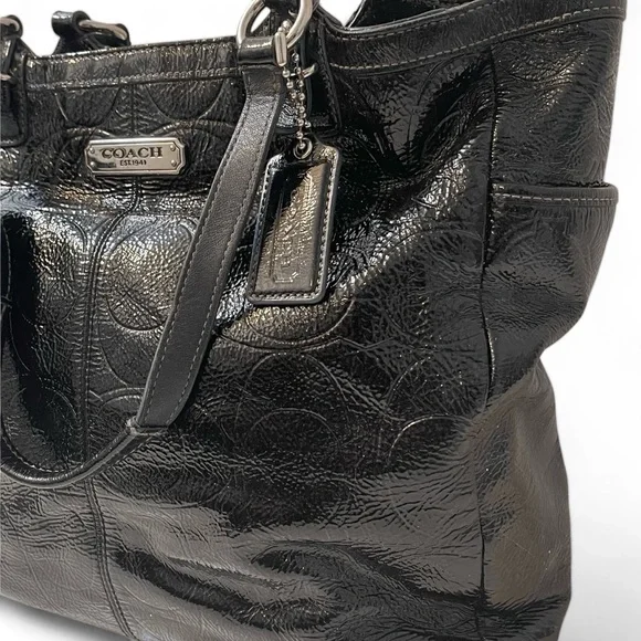 ❤️ Coach Black Patent Leather Gallery North/South Tote F19818 - Picture 2 of 13